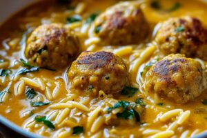 Coconut Curry Meatball Orzo Soup Recipe