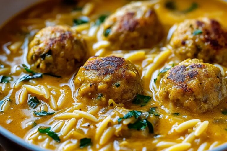 Coconut Curry Meatball Orzo Soup Recipe