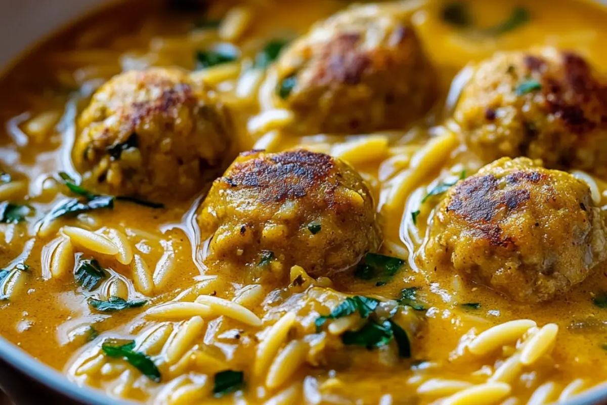 Coconut Curry Meatball Orzo Soup Recipe