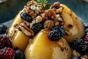 Baked Pears With Berries, Honey, Walnuts & Blue Cheese Recipe