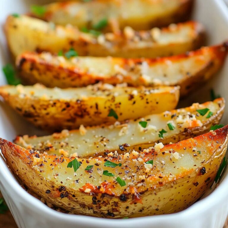 Crispy Baked Garlic Parmesan Potato Wedges Recipe
