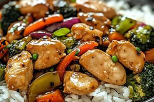 Garlic Chicken & Veggie Stir-Fry With Rice Recipe