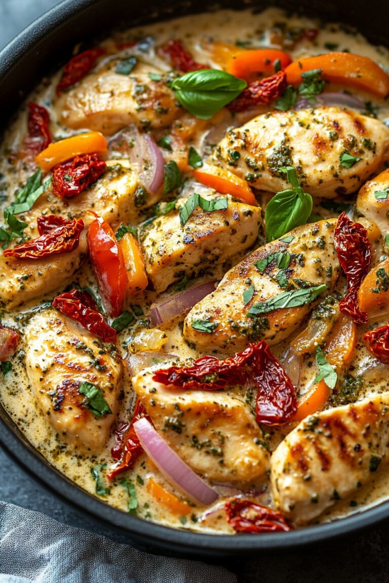 Creamy Garlic Pesto Chicken Recipe