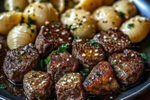 Garlic Butter Steak Bites & Creamy Parmesan Shells Recipe