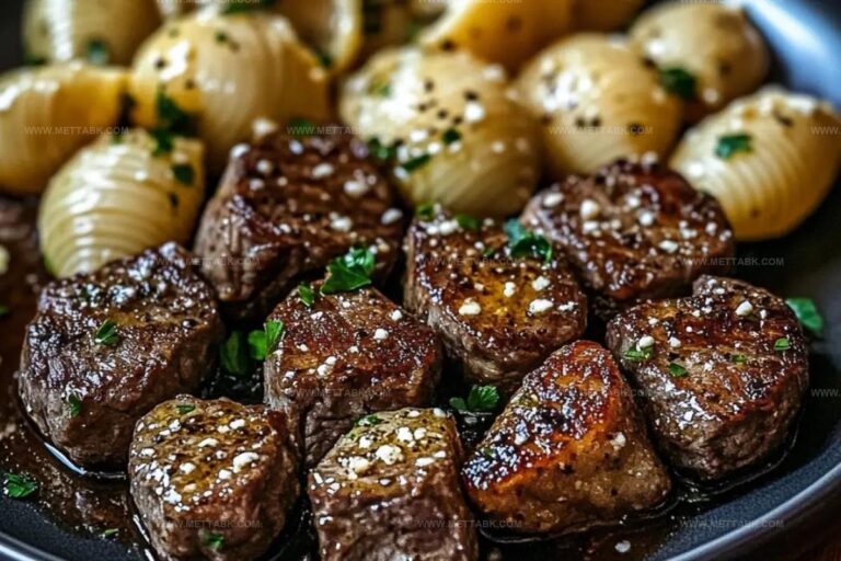 Garlic Butter Steak Bites & Creamy Parmesan Shells Recipe