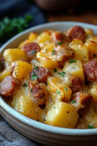 Kielbasa Sausage Cheesy Potato Casserole Recipe
