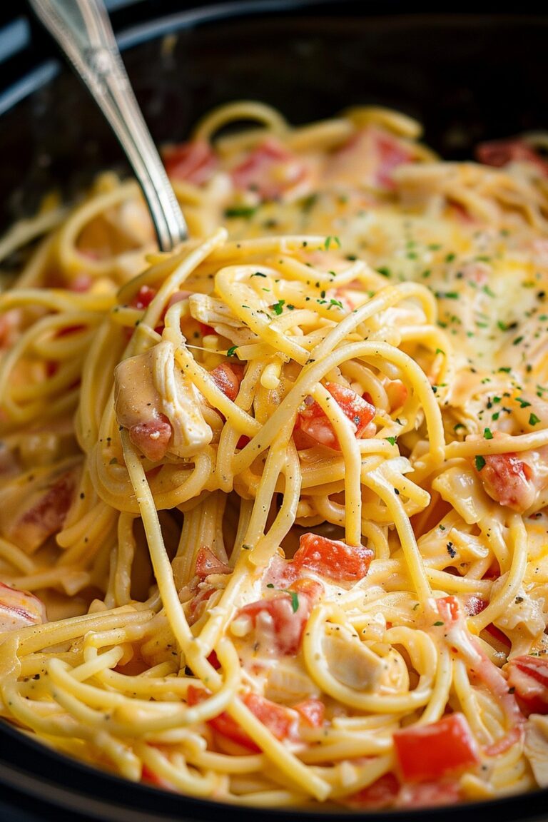 Creamy Crockpot Chicken Spaghetti Recipe
