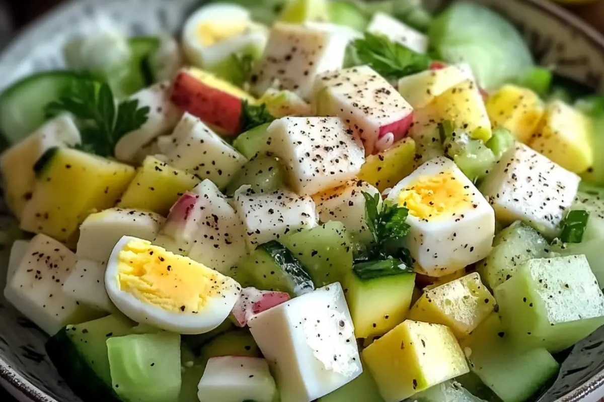 Crisp & Creamy Cucumber Apple Egg Salad Recipe