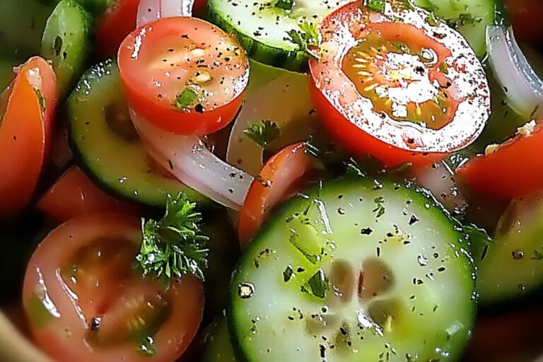 Fresh & Tangy Marinated Cucumber, Onion, And Tomato Salad Recipe