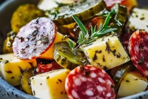 Easy Marinated Cheese Appetizer With Salami & Pickles Recipe