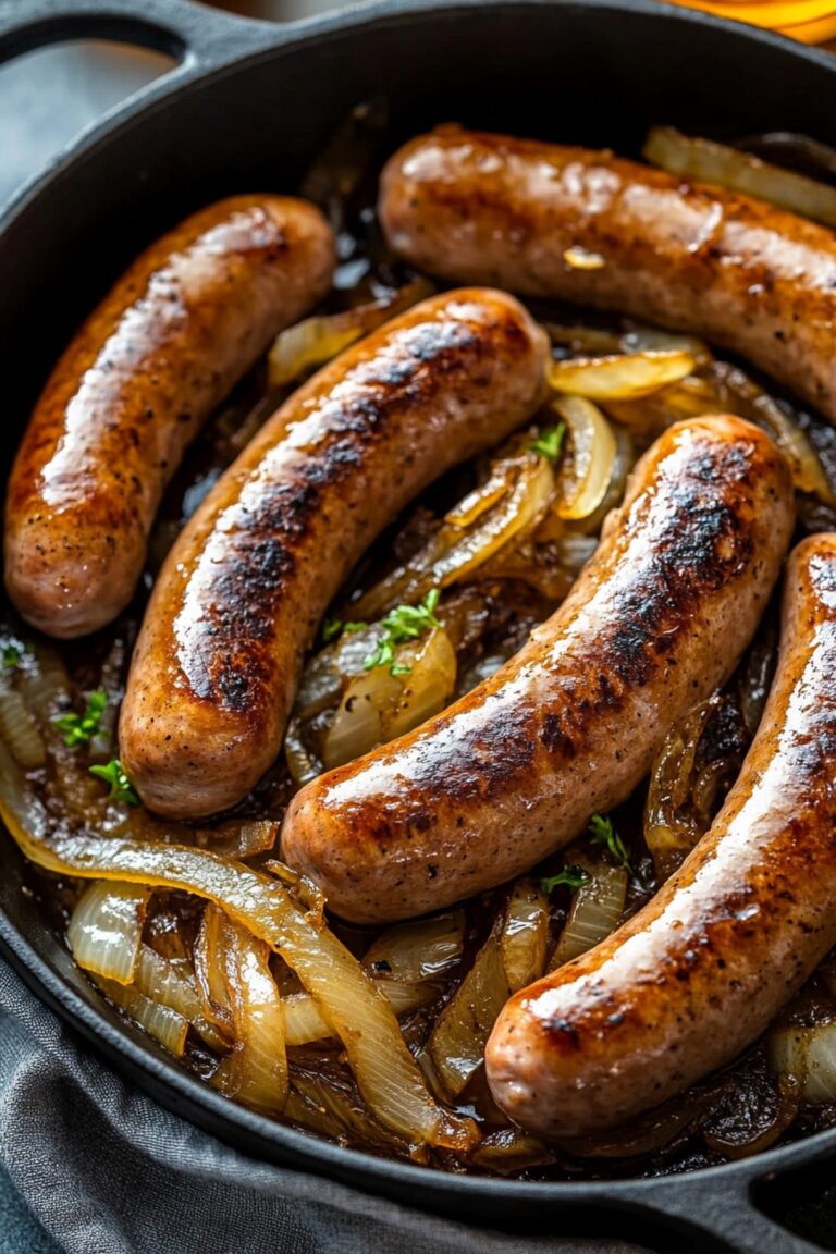 Oven Braised Beer Brats With Caramelized Onions Recipe