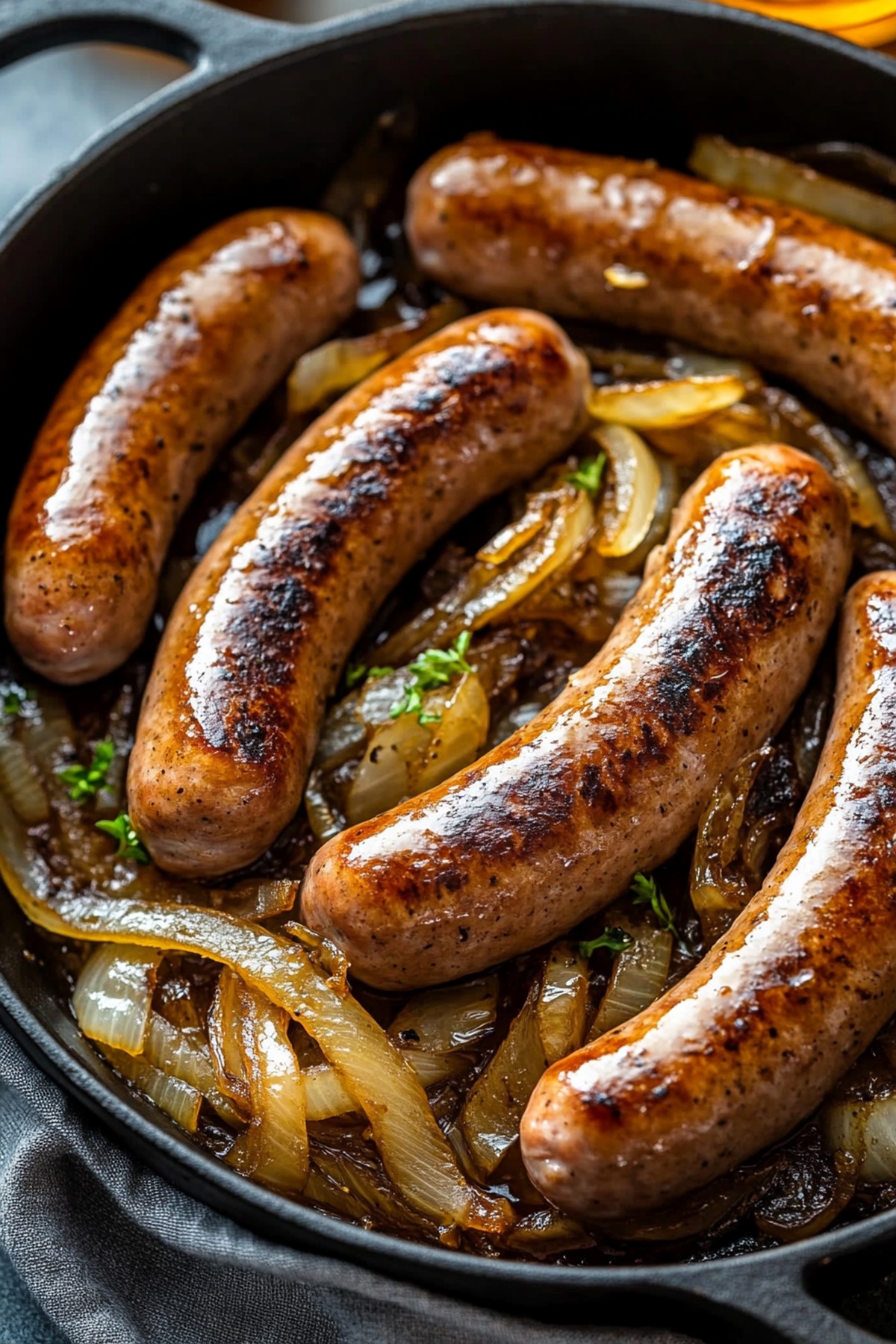 Oven Braised Beer Brats With Caramelized Onions Recipe