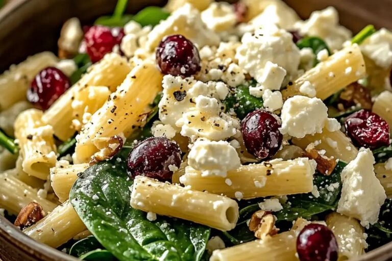 Spinach Pasta Salad With Feta And Cranberries Recipe