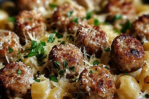 Garlic Butter Sausage Bites With Parmesan Pasta Recipe
