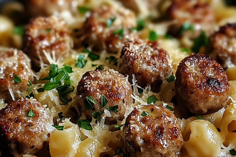 Garlic Butter Sausage Bites With Parmesan Pasta Recipe