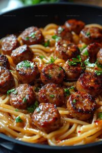 Sticky Honey Garlic Sausage Pasta Skillet Recipe