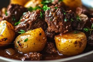 Delicious Slow Cooker Garlic Butter Beef & Potatoes Recipe