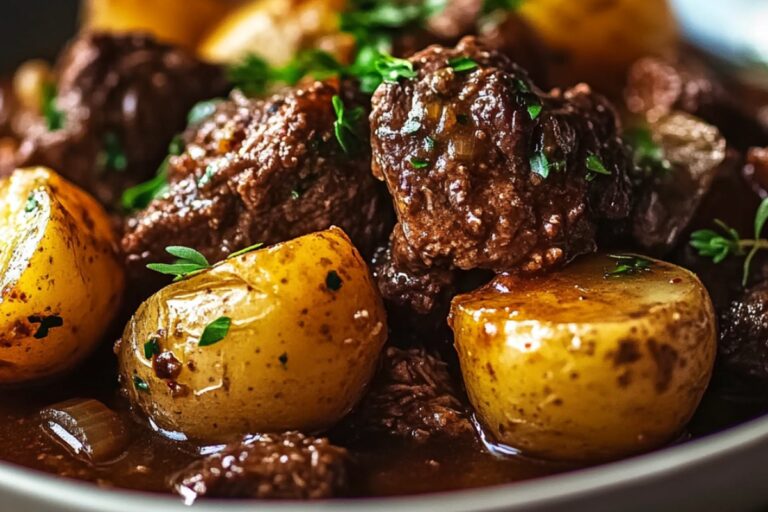 Delicious Slow Cooker Garlic Butter Beef & Potatoes Recipe