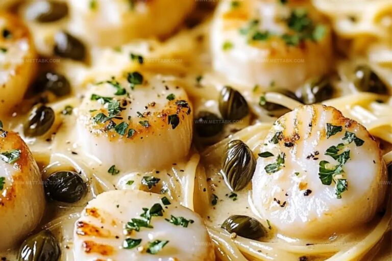 Scallop Spaghetti In Creamy White Butter Garlic Sauce With Capers Recipe