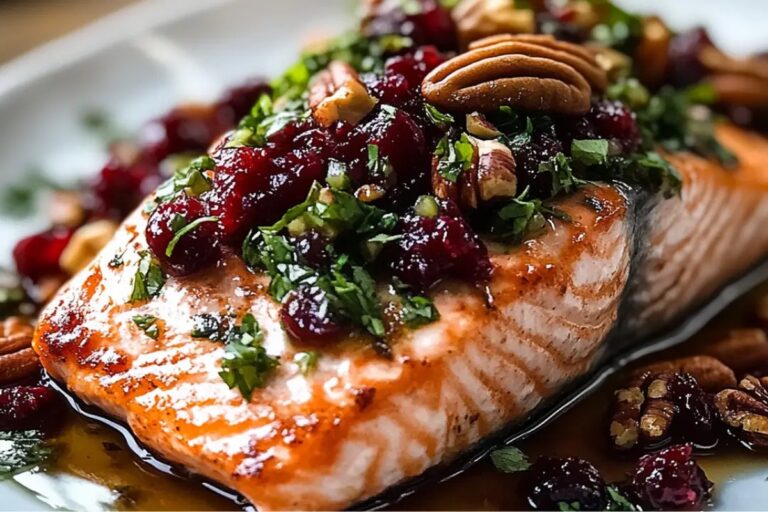 Baked Salmon With Cranberry Salsa And Pecans Recipe