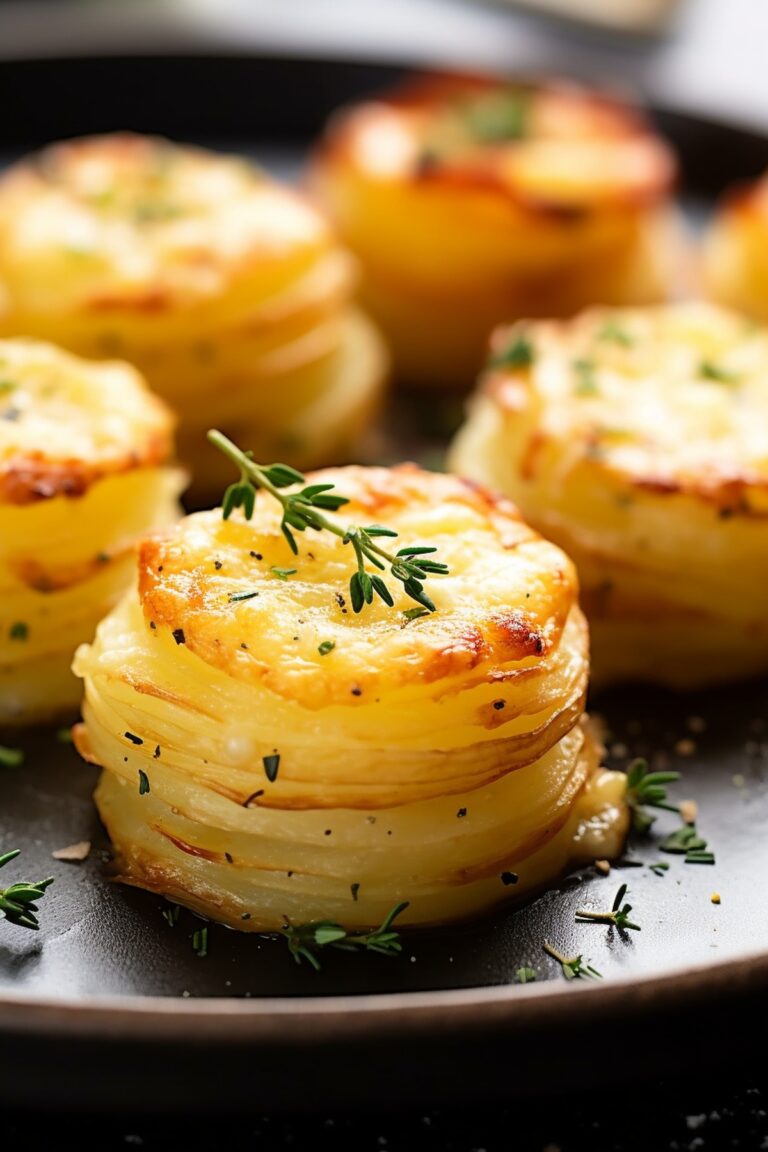 Mini Stacked Potato Gratins With Cheese Recipe