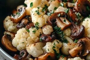 Garlic Mushrooms Cauliflower Skillet Recipe