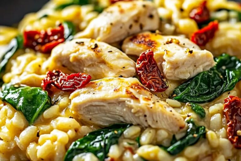 Delicious Chicken Risotto With Spinach And Sun-Dried Tomatoes Recipe