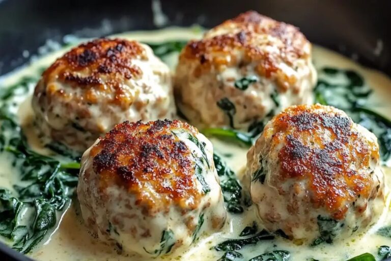 Chicken Ricotta Meatballs With Spinach Alfredo Sauce Recipe