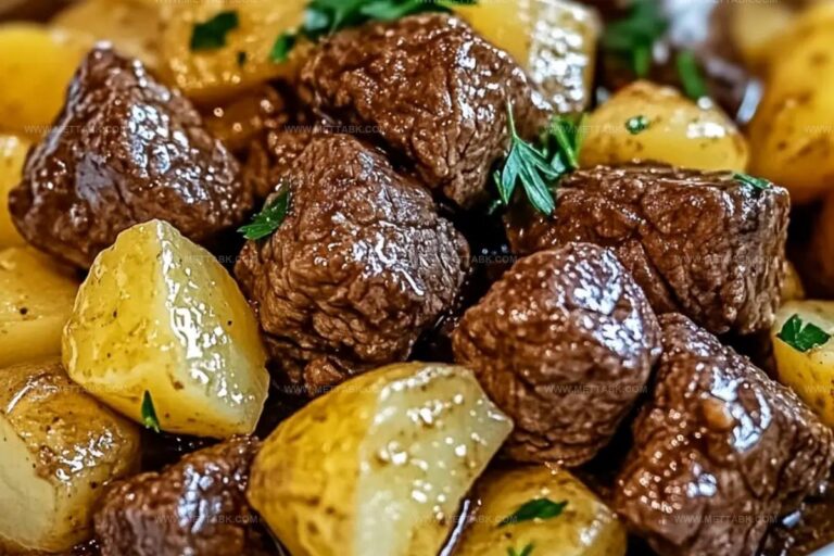 Slow Cooker Garlic Butter Beef Bites & Potatoes Recipe