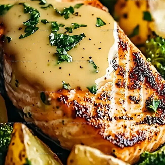 Lemon Butter Salmon with Roasted Potatoes & Broccoli Goodness