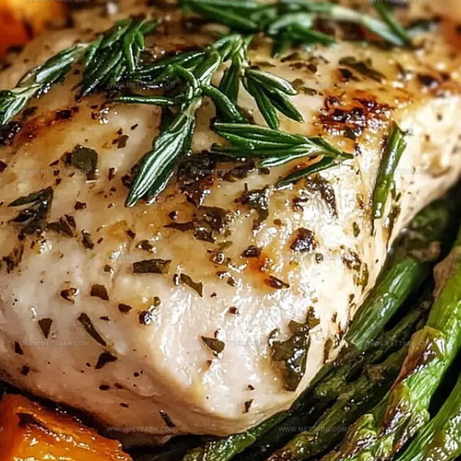 Garlic Herb Chicken with Roasted Sweet Potato & Asparagus Delight
