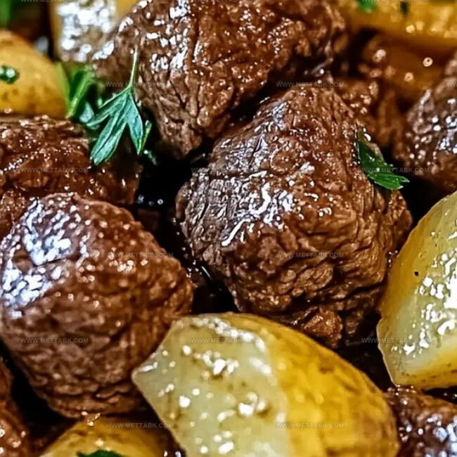 Slow Cooker Garlic Butter Beef Bites & Potatoes Delight