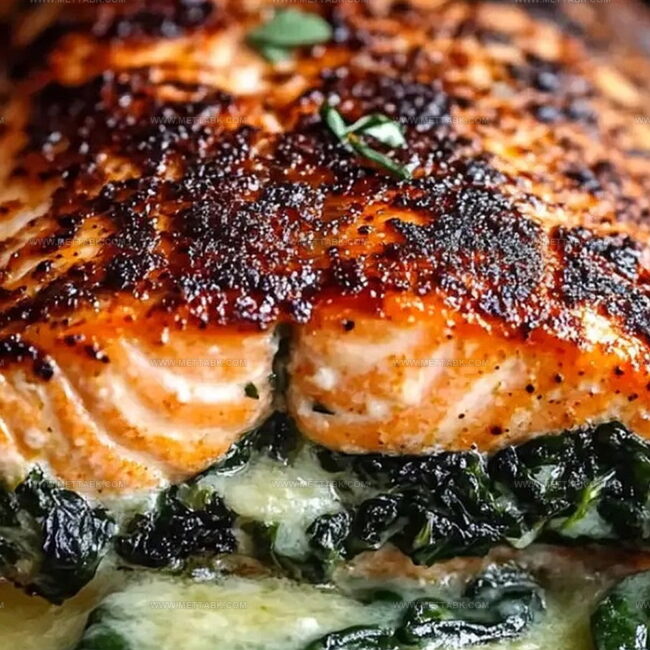 Blackened Salmon Stuffed with Spinach and Parmesan