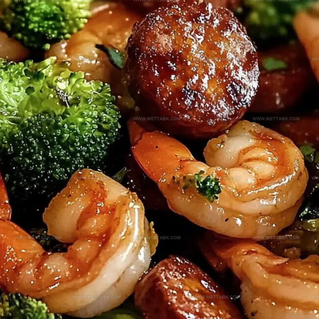 Honey Garlic Shrimp, Sausage, and Broccoli Dish