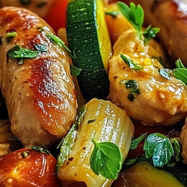 Chicken Sausages with Zucchini, Tomatoes & Pasta